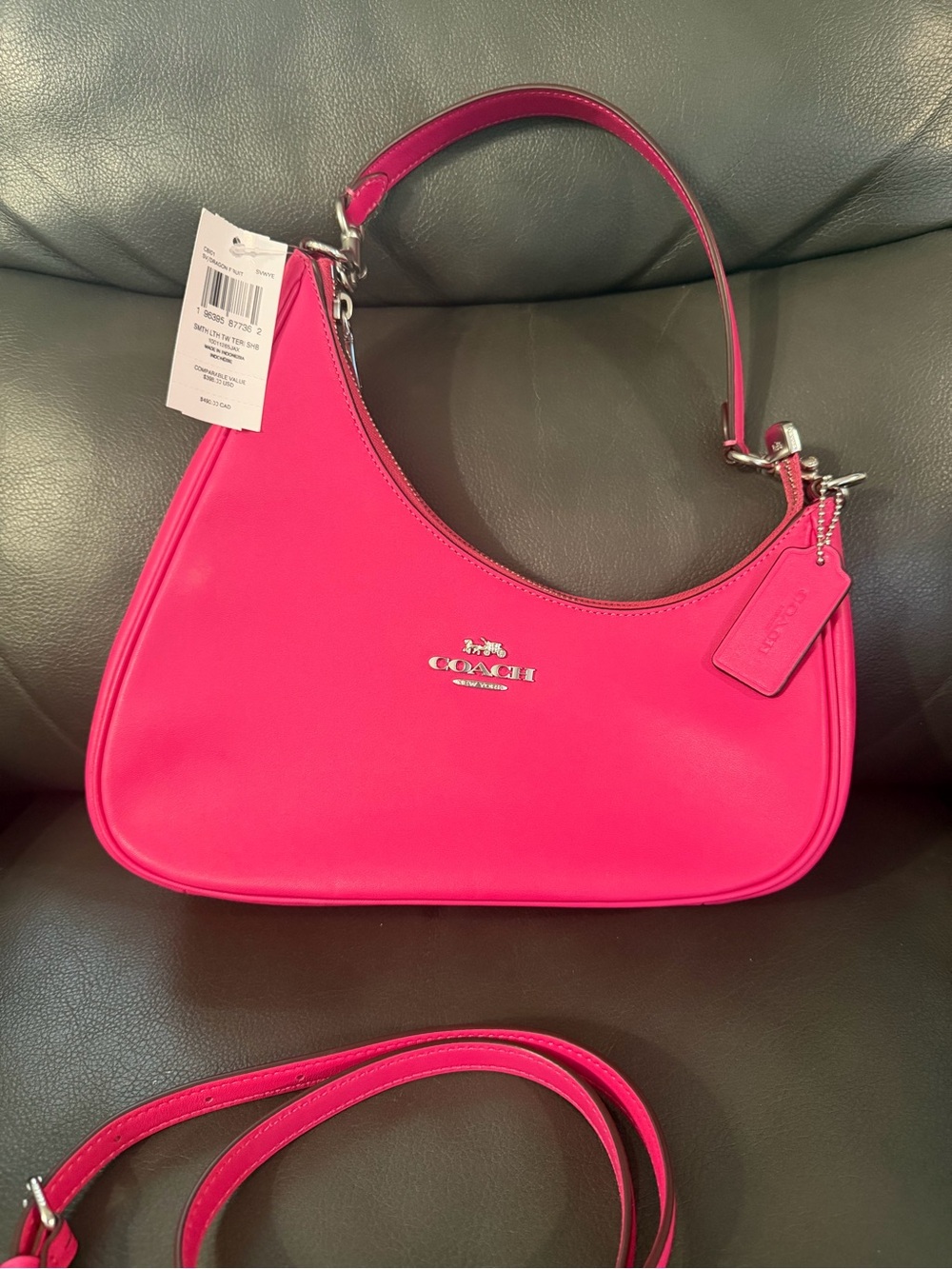 NWT Coach Twisted Teri Shoulder Bag In Dragon Fruit Leather